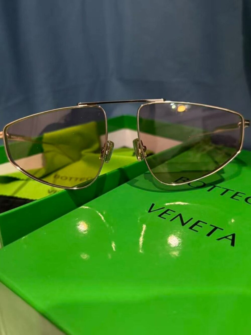 Bottega Veneta BV1466S Gold Aviator Sunglasses
